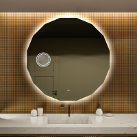Espejo redondo baño con luz LED L112 con bluetooth, espejo cosmético moderno e iluminado LED