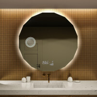 Espejo para maquillaje pared redondo con LED L113 con espejo cosmético moderno e iluminado LED