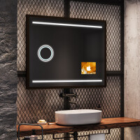 Marco espejos a medida modernos baño - FrameLine L23 con LED con reloj táctil