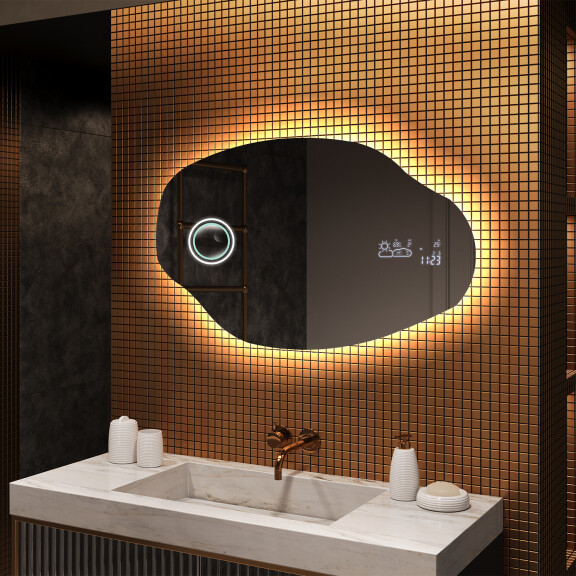 Espejo de baño LED de forma irregular O221