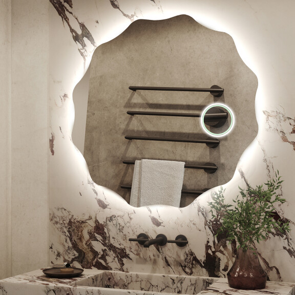 Espejo redondo baño con luz LED L192 con bluetooth, espejo cosmético moderno e iluminado LED