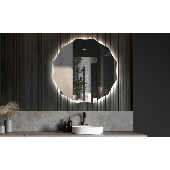 Espejo para maquillaje pared redondo con LED L193 con espejo cosmético moderno e iluminado LED