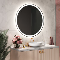 Redondo espejo de baño con luz a pilas L76