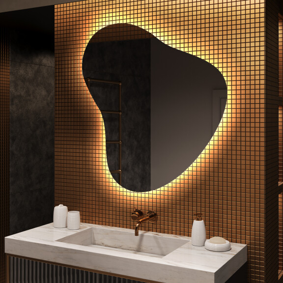 Espejo de baño LED de forma irregular V221