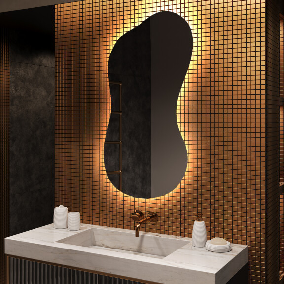 Espejo de baño LED de forma irregular K221