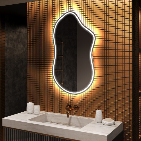 Espejo de baño LED de forma irregular F222
