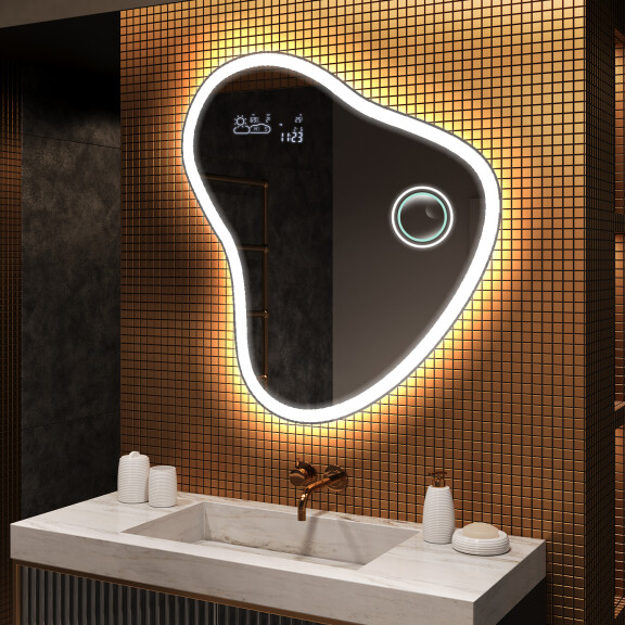 Espejo de baño LED de forma irregular V223