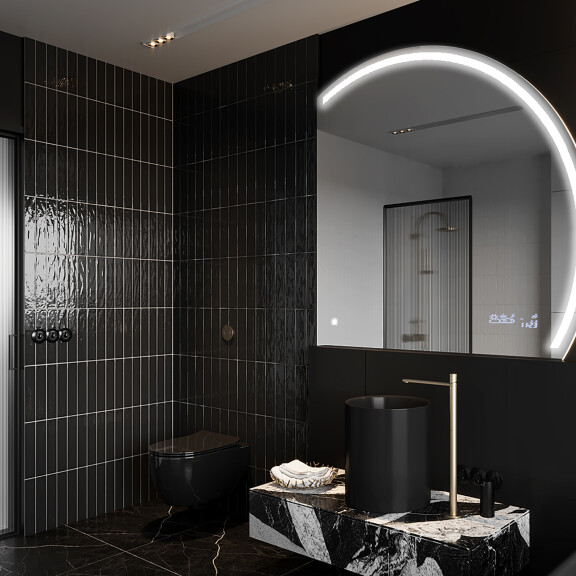 Espejo LED Media Luna Moderno - Iluminación de Estilo para Baño Q223