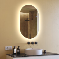 Espejo ovalado baño con luz 50x80cm con luz LED fría de 7000K, luz cálida de 3000K o luz neutra de 4500K