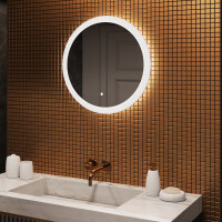 Espejo redondo de baño con iluminación LED 60 cm con Dual color, Interruptor táctil