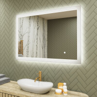 Espejo rectangular de baño con iluminación LED 100x70 cm con Dual color, Interruptor táctil