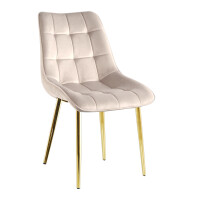 Krzesło tapicerowane Vigo velvet beżowy nogi w kolorze złotym