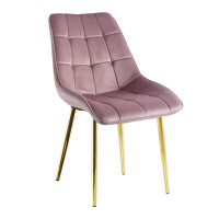 Krzesło tapicerowane Vigo velvet różowy nogi w kolorze złotym