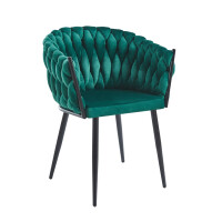 Krzesło tapicerowane Glamour velvet zielony nogi w kolorze czarnym - Velvet zielony