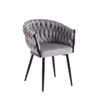 Krzesło tapicerowane Glamour velvet szary nogi w kolorze czarnym - Velvet szary