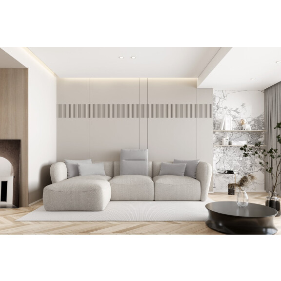 Promocja narożnik Candelo Mini głębokość siedziska 70 cm boucle Anthalogy 1, 2, 15, 16, 18 - Zdjęcie główne, Bez funkcji spania, Bez pojemnika