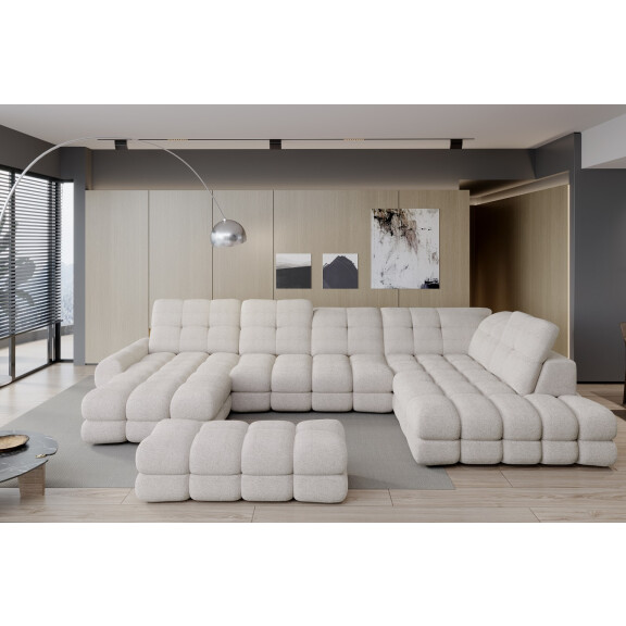 Promocja puf tapicerowana do salonu Tollo XL w tkaninie Shanghai 02, dostępny od ręki - Puf bez pojemnika, Shanghai 02