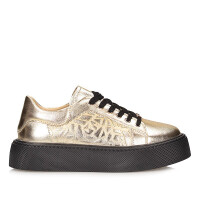 Złote skórzane sneakersy półbuty na platformie Filippo DP6119/25 GO
