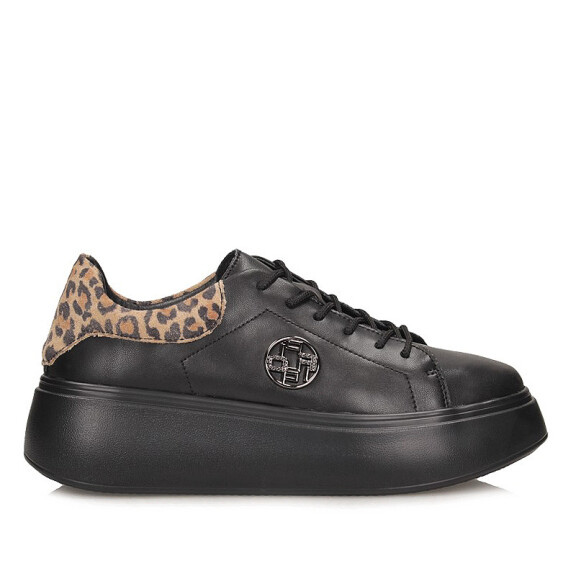 Półbuty sneakersy damskie na platformie Filippo DP6058/25 BK LEO
