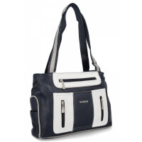 Dwukomorowa Torebka Damska Shopper Bag firmy Hernan Granatowa/Biała (kolory)