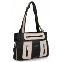 Torebki Damskie Shopper Bag 2 Komory firmy Hernan Czarne/Beżowe (kolory)