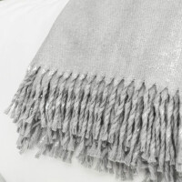 Koc z frędzlami w stylu BOHO 170CM X 130CM Srebrny