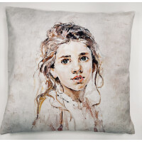 Poszewka dekoracyjna “Porcelanowa Dziewczyna” – Velvet z portretem, 45x45 cm