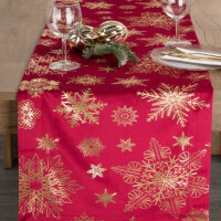 Bieżnik świąteczny JOY Velvet „Śnieżki” czerwony 40x140 cm – elegancki welwetowy obrus