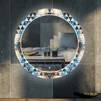 Kulaté Dekorativní zrcadlo s LED osvětlením do obývacího pokoje - Color Triangles