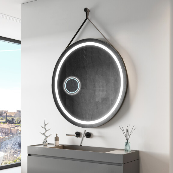 Závěsné kulaté zrcadlo s osvětlením LED L33