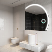 Moderní LED Půlkruhové Zrcadlo - Stylové Osvětlení pro Koupelnu Q222