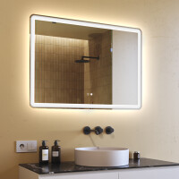 Fürdőszoba Tükör Világítással LED 100x70cm val Dual color, Érintőkapcsoló, Tükörpárátlanító Fűtőfólia, Bluetooth hangszórók - L141