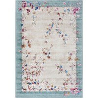 Beżowo niebieski orientalny dywan w kwiaty Tapeso Gloriosa 200x290cm