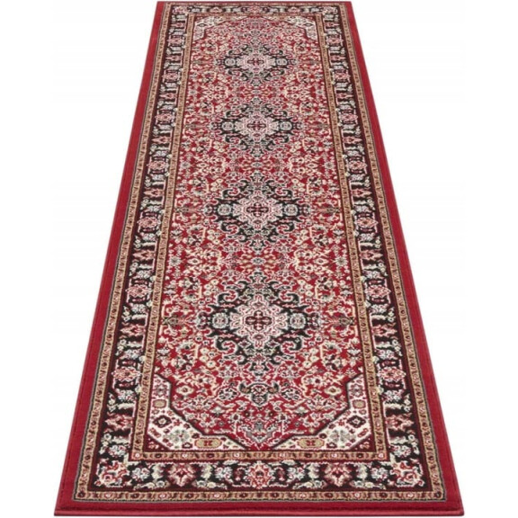 Chodnik na korytarz, przedpokój 80x250cm-NOURISTAN Isfahan z krótkim miękkim włosem, czerwono kremowo