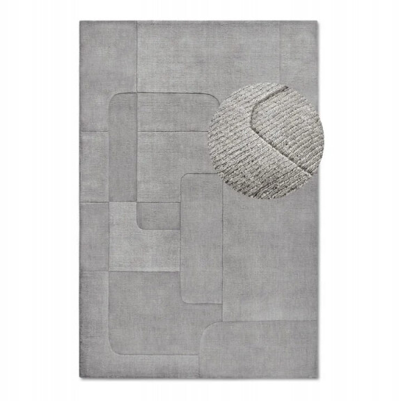 DYWAN naturalny z wełny Villeroy & Boch Charlotte 80x150cm,nowoczesny szary wzór