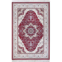 Dywan tradycyjny do salonu 155x235cm,Villeroy&Boch klasyczny kremowo czerwony wzór z frędzlami