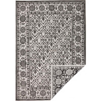 Dywan zewnętrzno-wewnętrzny na taras 120x170cm,dwustronny ,sznurkowy Northrugs CURACAO, czarno kremowy, płasko tkany