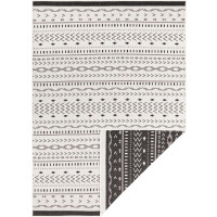 Dywan zewnętrzno-wewnętrzny na taras 120x170cm,dwustronny ,sznurkowy Northrugs KUBA, czarno kremowy, płasko tkany