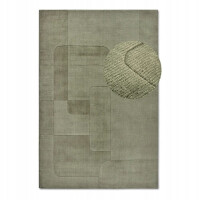 Dywan wełniany do salonu 160x230cm-Villeroy&BOCH Charlotte, zielony z miękkim włosiem, wycinany 3d