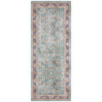 Chodnik 80x200 na korytarz- przedpokój, ELLE DECOR ,zielony orientalny wzór płasko tkany