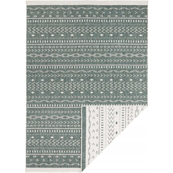 Dywan zewnętrzno-wewnętrzny na taras 120x170cm,dwustronny ,sznurkowy NORTHRUGS KUBA, zielono kremowy, płasko tkany
