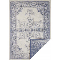 Dywan na taras 160x230cm Northrugs Bordon- niebiesko kremowy, dwustronny płasko tkany,zewnętrzno-wewnętrzny