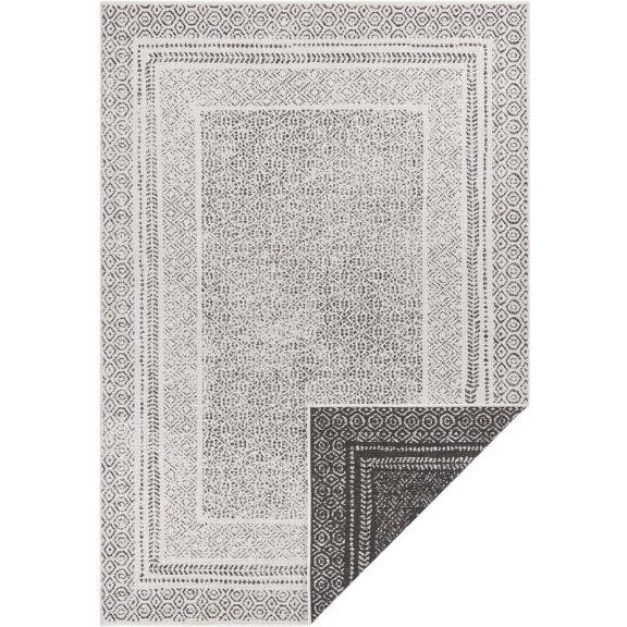 Dywan dwustronny,płasko tkany,sznurkowy, zewnętrzno-wewnętrzny Bougari Twin,czarny 120x170cm