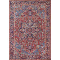 Dywan orientalny do salonu 120x160 Nouristan AMATA , niebiesko czerwony wzór płasko tkany
