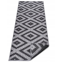Chodnik 80x250cm Northrugs MALTA- szaro czarny, płasko tkany, sznurkowy ,dwustronny,zewnętrzno-wewnętrzny