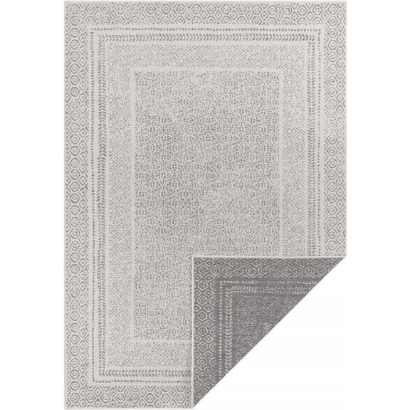 Dywan na taras 80x150cm NORTHRUGS LEYE- szaro kremowy, dwustronny płasko tkany,zewnętrzno-wewnętrzny