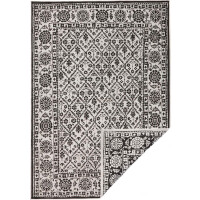 Dywan czarno kremowy, zewnętrzno-wewnętrzny,dwustronny, płasko tkany, sznurkowy 80x150 cm Bougari Curacao