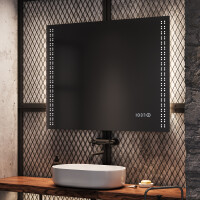 Oglinda cu LED baie mari L55 de perete oglinda cu leduri machiaj cu Oglindă cosmetică, Stația meteo WI-Fi
