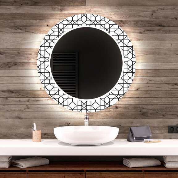 Baie decoratiune rotunda oglinda cu LED moderna oglinda perete mare cu Întrerupător iluminarea - Industrial