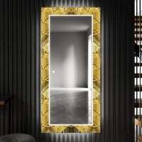 Oglinda cu LED decorativa perete hol oglinzi dreptunghiulara mari cu LED - Gold Triangles